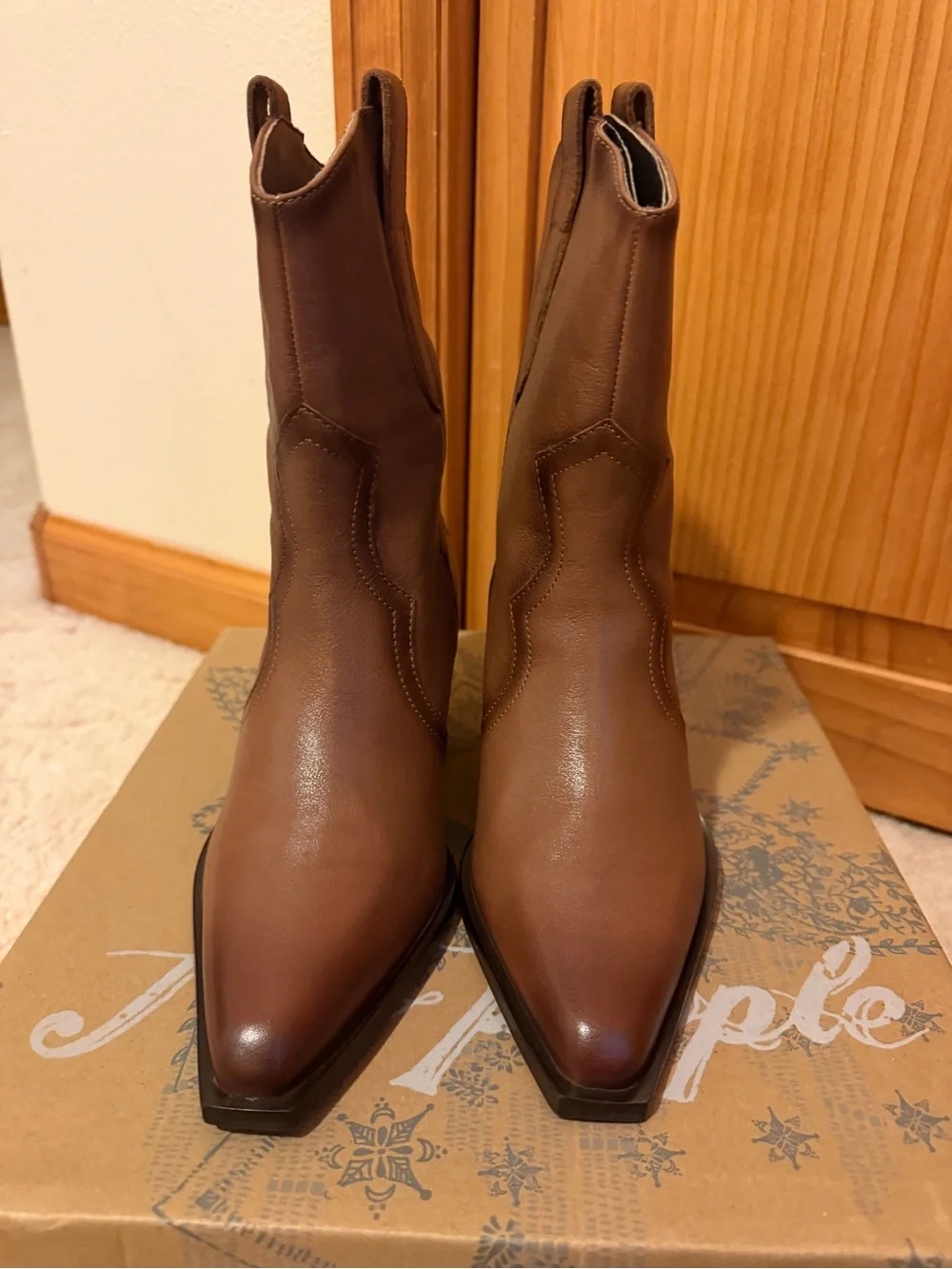 Free People Cat Nap Leather Cowboy Boots- NWT